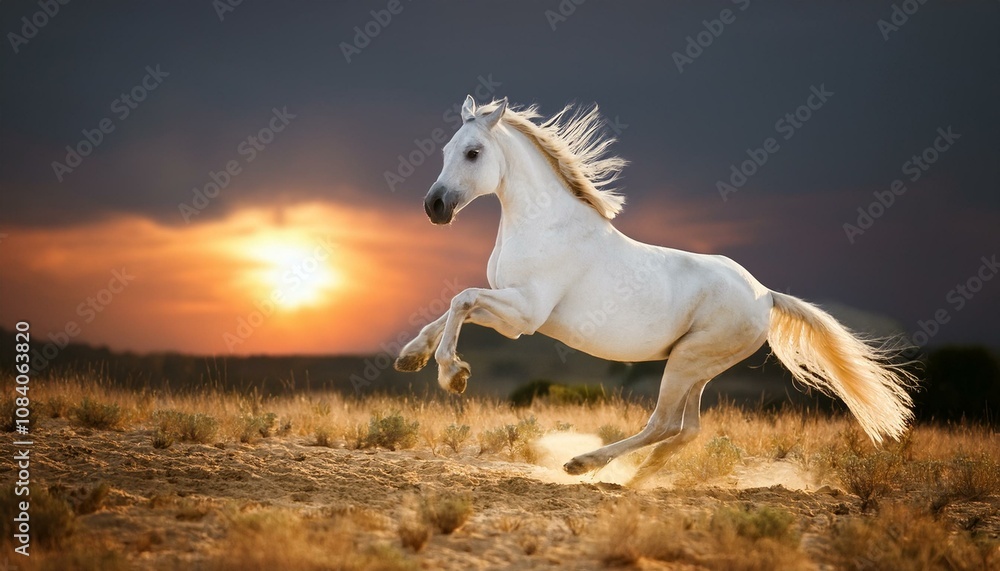 Obraz premium Picture presenting the galloping white horse
