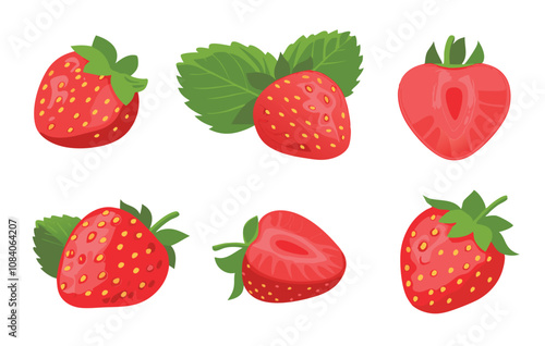 Fresh and vibrant strawberries displayed on a clean white background