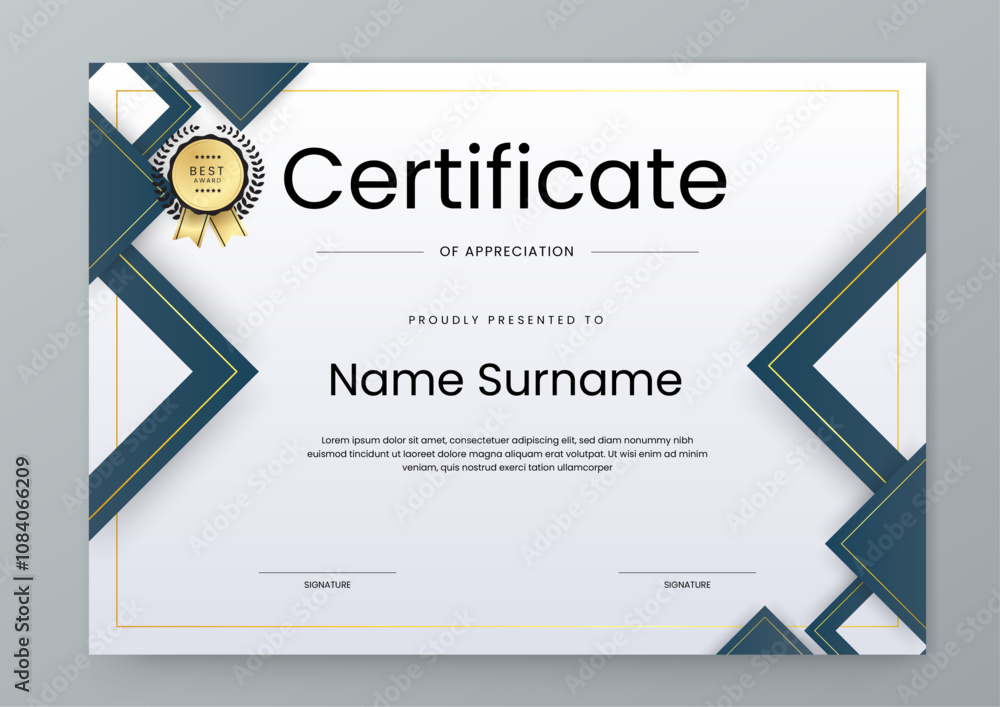 Fototapeta premium Colorful Certificate Template with Geometric Design Elements
