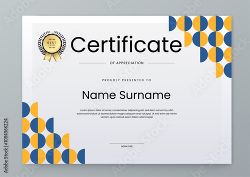 Colorful Certificate of Appreciation Design with Geometric Shapes