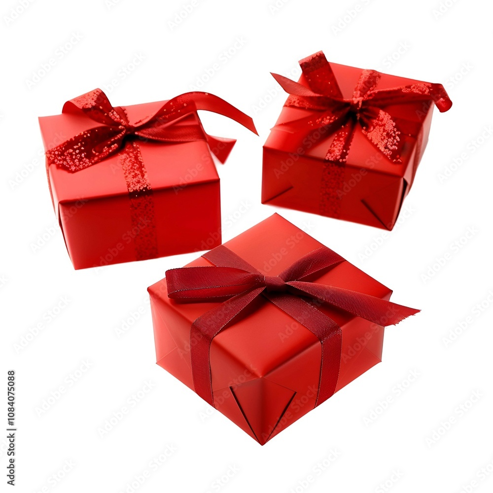 Obraz premium red gift box with ribbon