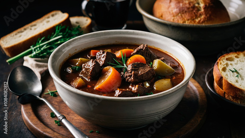 Hearty Beef Stew in a Rustic Bowl photo