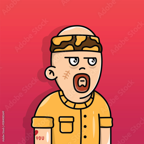 cartoon prisoner fashion profile avatar suitable for nft, social media avatar and other design purposes