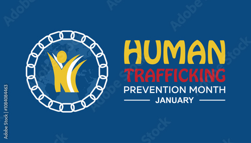 National Human Trafficking Prevention Month observed each year during January. People Awareness  concept . Vector template for banner, greeting card, poster with background.