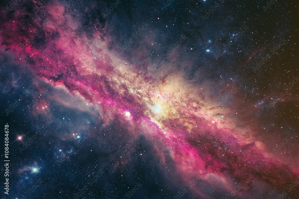 Obraz premium Majestic cosmic dance of vibrant nebulas and sparkling stars in a breathtaking universe at night