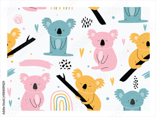 Seamless pattern with cute animals