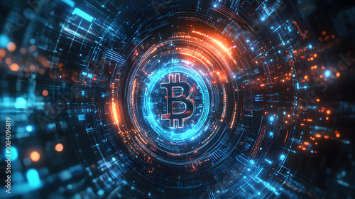 Wallpaper Mural Technology background for Bitcoin, digital currency, Concept background for cryptocurrency, stock and finance, virtual money illustration Torontodigital.ca