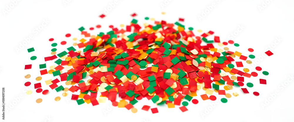 Obraz premium red and green confetti on a white background