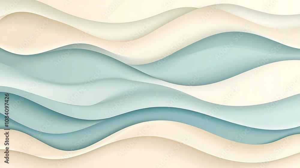 Fototapeta premium Abstract background with wavy lines in light blue