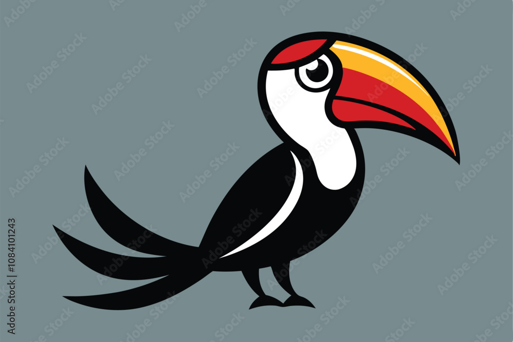 Fototapeta premium Solid color Hornbill animal vector design