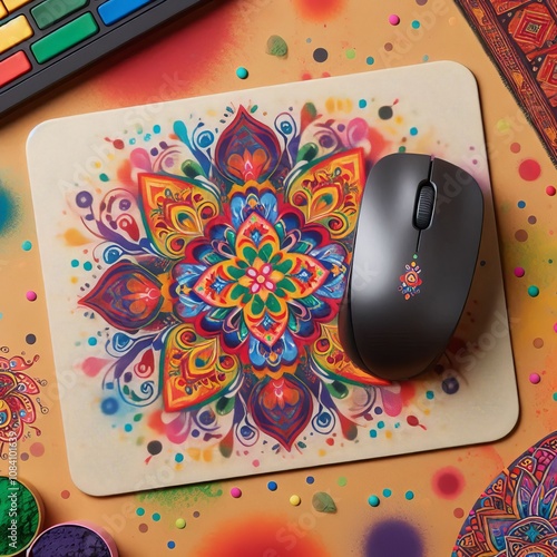 Holi inspired Mouse Pads Mouse pads with colorful Holi patterns