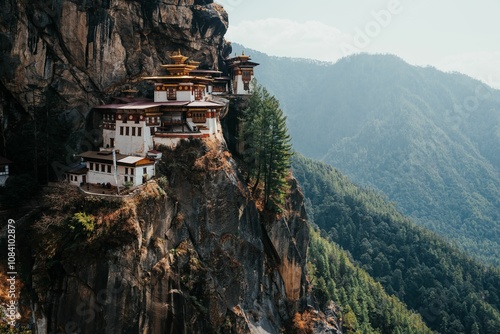 Tiger's Nest Monastery on a Cliff in Bhutan photo