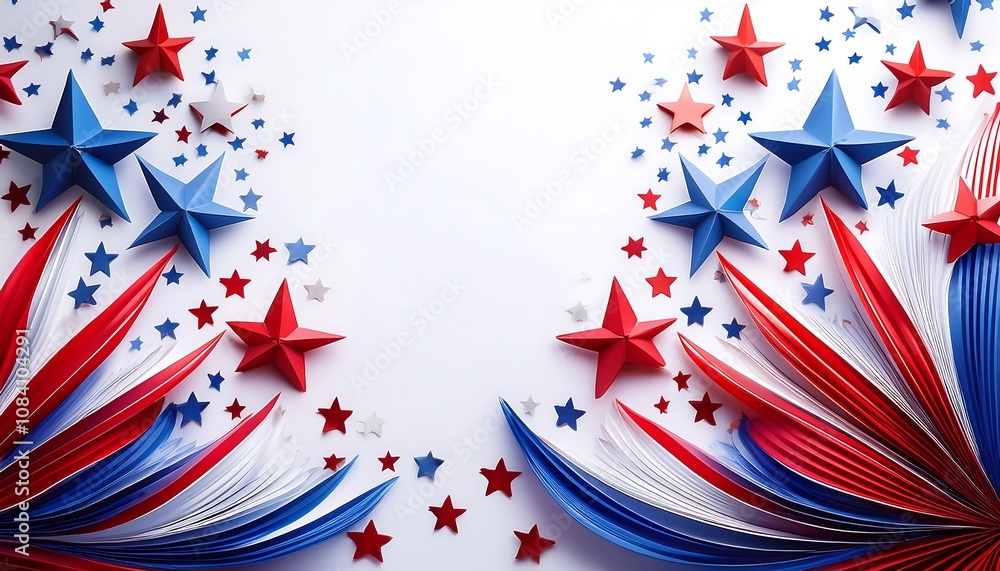 Obraz premium Celebrating American independence with a vibrant 3D red and blue design featuring stars_1(382)