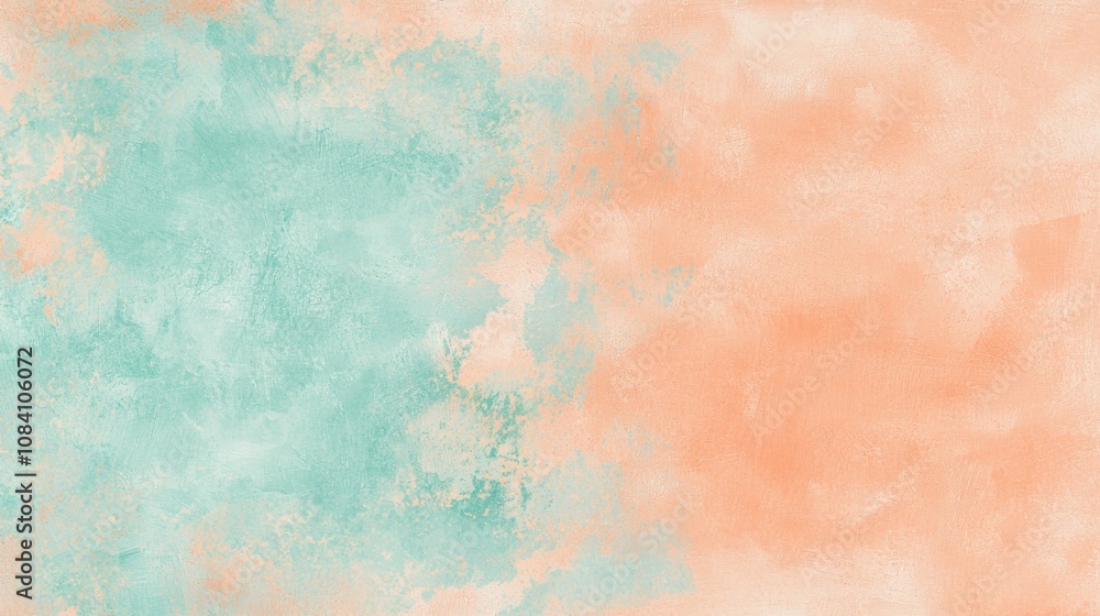 Fototapeta premium Blending soft green and peach hues create a calming, artistic background with a modern, elegant gradient. Perfect for nature-inspired projects