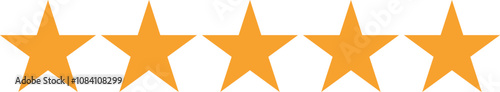 Star icon. Vector yellow isolated five stars. Customer feedback concept. Vector 5 stars rating review. Quality shape design.set of stars isolated on white background.  
