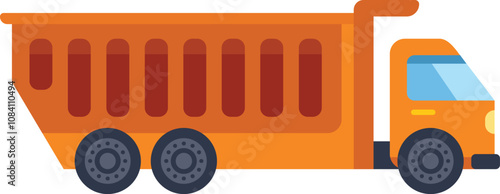 Orange tipper truck transporting building materials for construction work