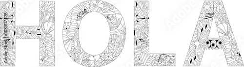 The word HOLA. Vector word isolated for coloring