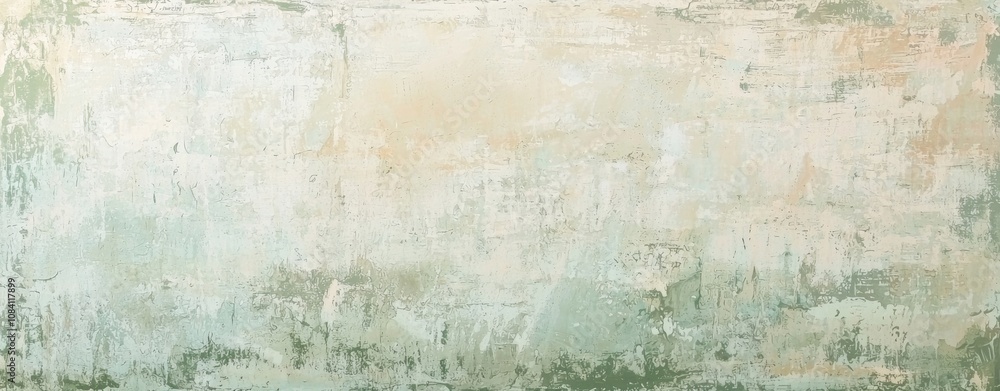 Obraz premium Wide, textured backdrop featuring a blend of green and beige hues, creating an abstract painting effect suitable for backgrounds and design elements