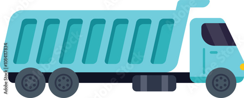 Light blue tipper truck transporting building materials on a construction site