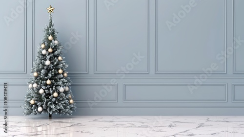 Elegant Christmas tree in a modern room.