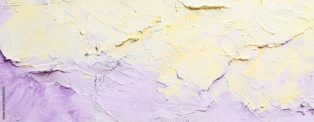 Obraz premium Yellow and purple brushstrokes creating a textured, abstract painting background, perfect for artistic and decorative projects