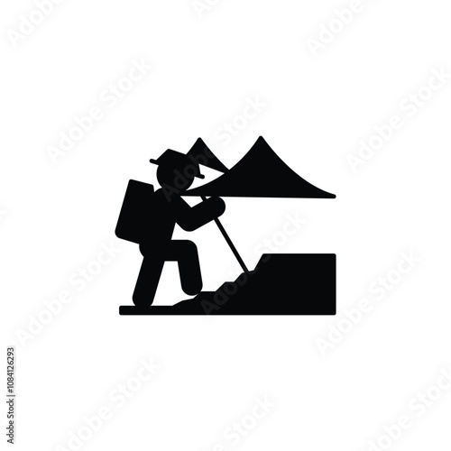 Mountaineering icon or logo design isolated sign symbol vector illustration - high quality line style vector icon suitable for designers, web developers, displays and websites