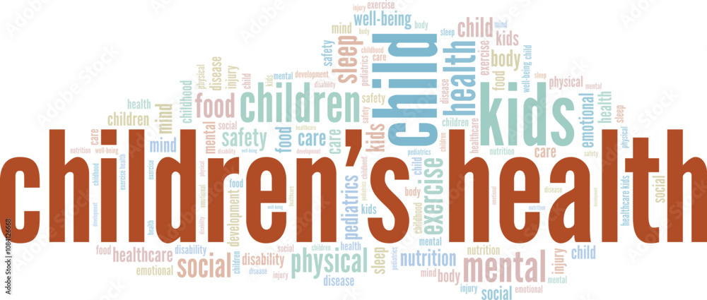 Obraz premium Children's Health word cloud conceptual design isolated on white background.