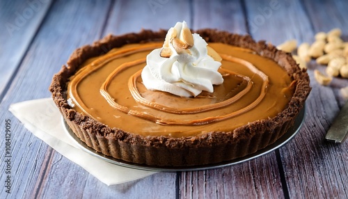  Peanut butter pie features a rich and creamy filling atop a chocolate cookie crust and _1(624) photo