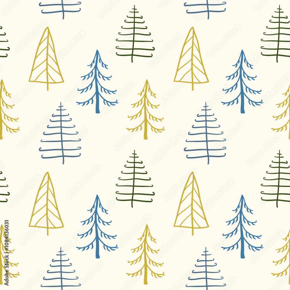 Obraz premium a cute children's pattern with a forest. minimalistic background with Scandinavian-style trees.