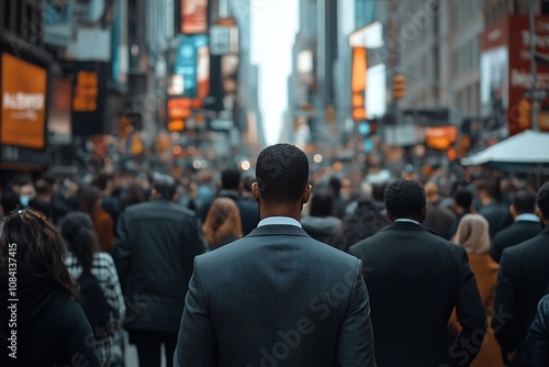 Wallpaper Mural Businessman Walks Through Busy City Crowd Torontodigital.ca