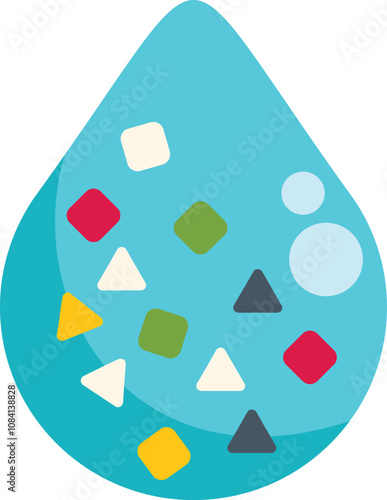 Simple vector illustration representing the growing concern of microplastics contaminating water sources