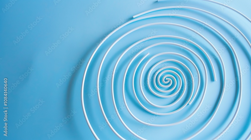 Obraz premium Spiral Coil on Blue Background - a striking and modern visual. The blue backdrop enhances the coil's design, creating an engaging scene.