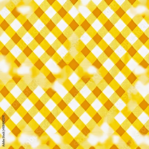 Yellow and white checkered pattern with subtle white cloud-like effect.