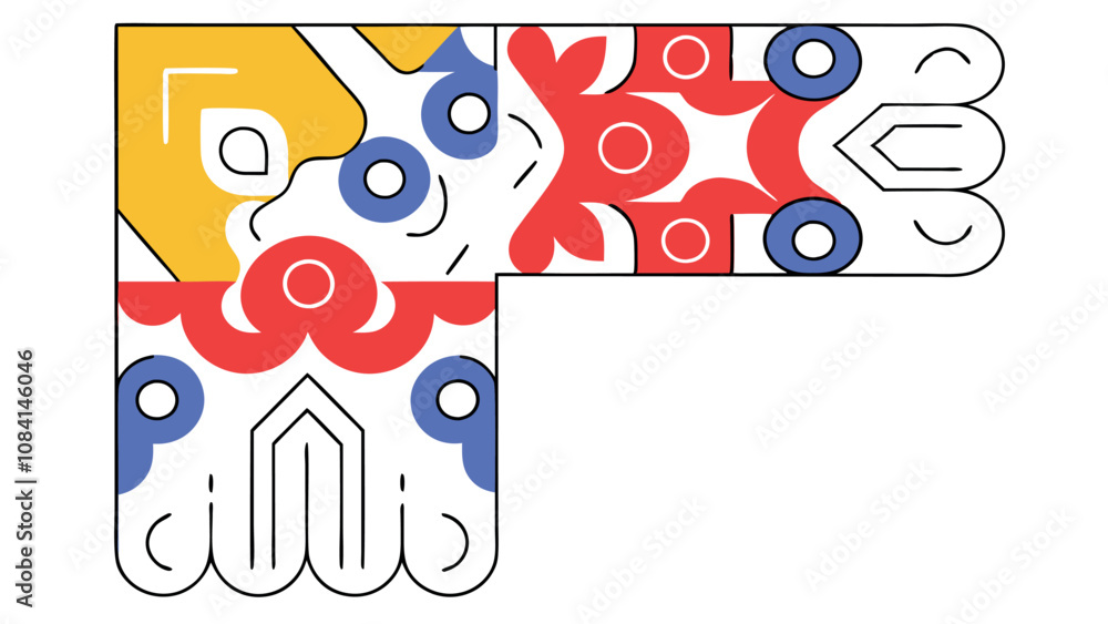 Obraz premium patterned corner with a minimalistic ornament in arabic style, vector illustration, isolated on a white background