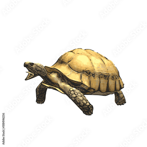 African tortoise, animal vector ilustration realistic design 