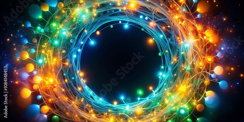 Cosmic Web of Light and Color, Abstract Art, Digital, Surrealism photo