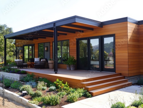 Wallpaper Mural Modern architectural home design showcase outdoor living space contemporary style serene environment front view sustainable living concept Torontodigital.ca