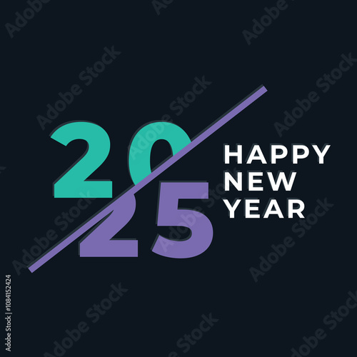 Happy new year 2025 design. Colorful truncated number illustrations. Premium vector design for poster, banner, greeting and new year 2025 celebration.