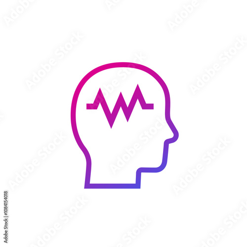 EEG icon with head, electroencephalography vector