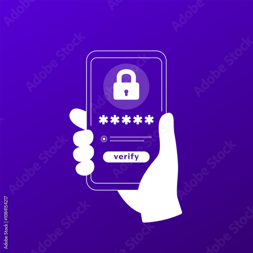 OTP verification icon with mobile phone in hand