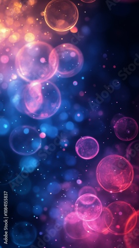 Colorful abstract design featuring glowing orbs in blue and pink tones in a s...