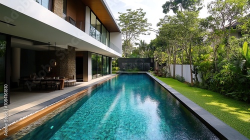 Wallpaper Mural High-end minimalist house with large swimming pool, sleek lines, clean landscape design Torontodigital.ca