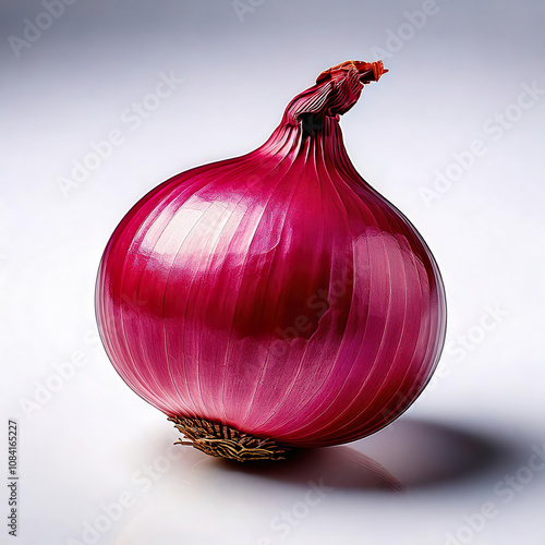 Slightly Purple Red Onion on White Surface