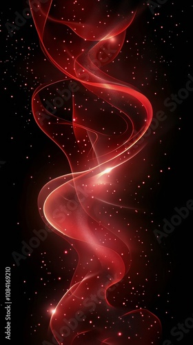 Abstract red wave patterns flowing against a dark background with subtle glow...