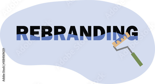 Rebranding isolated concept art with a sign and a paint roller