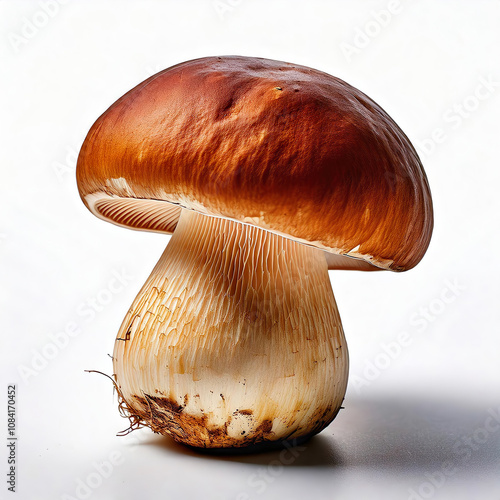 Porcini Mushroom Resting on a Clean White Background