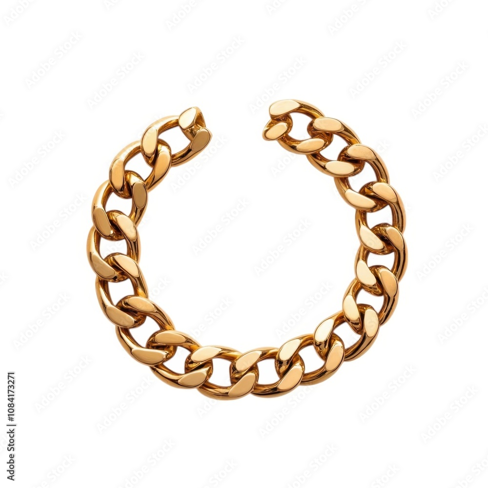 Obraz premium A stylish gold chain bracelet with interlocking links, showcasing a classic design suitable for various occasions.