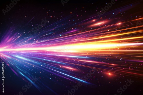 A colorful burst of light and stars in a cosmic background at night