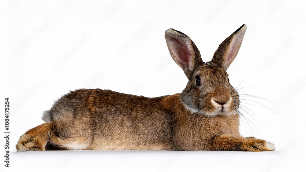 Obraz premium Lying rabbit isolated on white background.