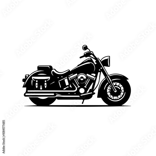 Chopper Motorcycle Silhouette Vector – Iconic Cruiser Bike Design for Vintage Biker Artwork and Retro Graphics